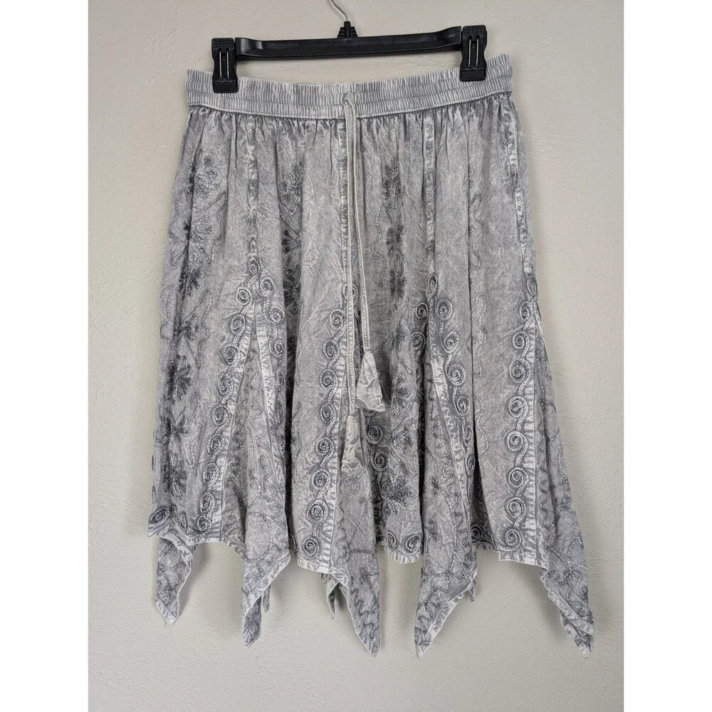 Go Gal Embroidered Asymmetric Handkerchief Skirt One Size